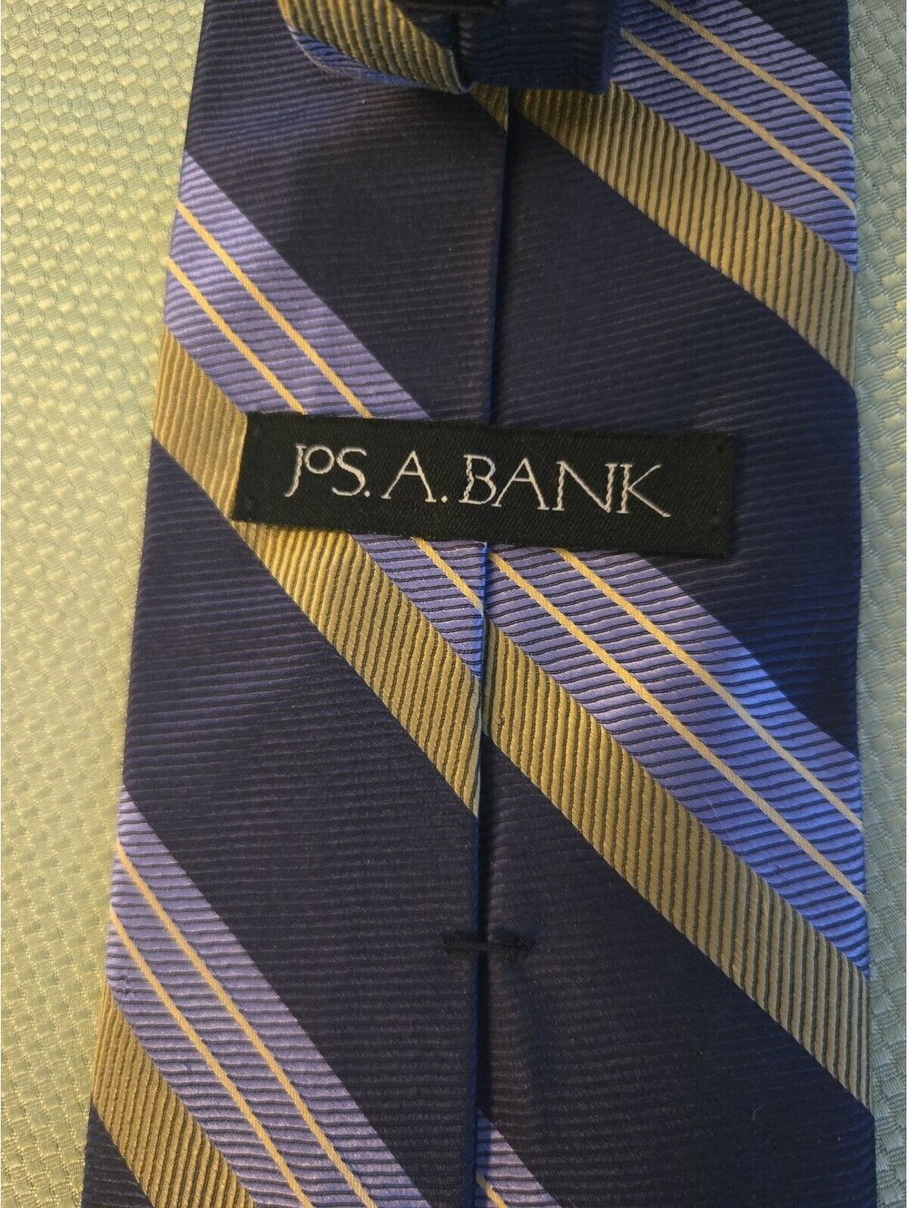 Jos. A. Bank Blue and Gold Striped Silk Necktie - Picture 2 of 7